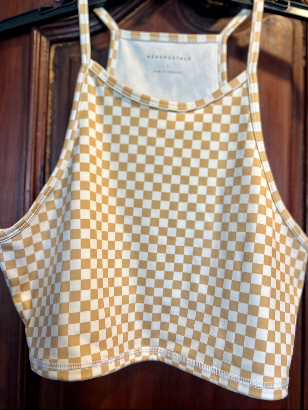 Aeropostale gold & White Checkerboard Cropped Tank